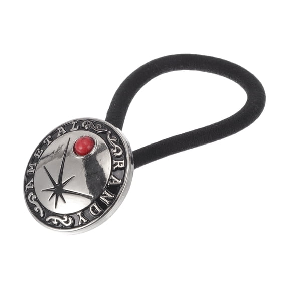 Unique Bargains Grace Button Hair Elastics for Women 1 Pc Red Silver Tone Black