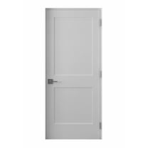 28 in. x 80 in. Left-Handed Solid Core White Primed Double Panel Prehung Interior Door Bronze Hinges