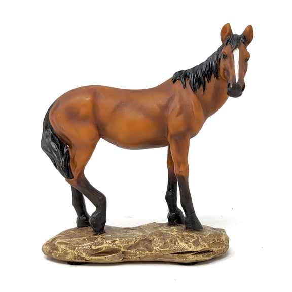 Standing Brown Horse Figurine - Collectible Horse Sculpture for Home and Office Decor, Hand-Painted Resin Animal Ornament - Decor for Desk and Bookshelf for Horse Lovers