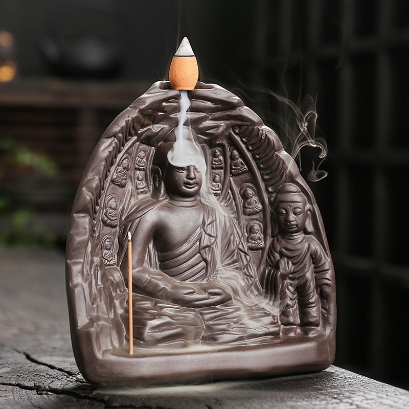 Creative Buddha Hand Incense Smoked Burner,High Mountain Flowing Water Backflow Incense Holder for Yoga Meditation Relaxation Office Gift (Waterfall)