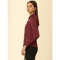 thumbnail image 4 of Camisa Casual de Negocios Allegra K de satén de manga Larga con Botones Y Cuello en Punta para Mujer L, 4 of 6