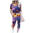 thumbnail image 2 of Mujeres Pantalones Traje de Moda Impreso de Manga Corta Cuello Redondo Cordón Superior Y Pantalones de Dos Piezas, 2 of 4