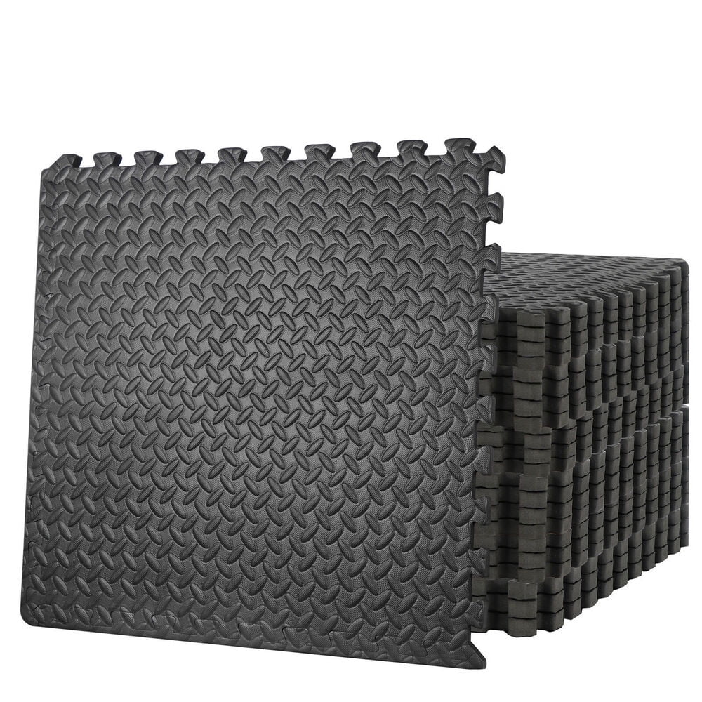 48pcsBlack Puzzle Exercise Mat w/ EVA Foam Gymnastics Gym Protective Floor Mat