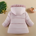thumbnail image 4 of Girls' Fleece Lined Winter Jacket with Faux Fur Trim Hood, Thickened Cotton Coat Triple Layer Warmth, Windproof Mid-Length Outerwear for Cold Weather Protection Pink, 4 of 9