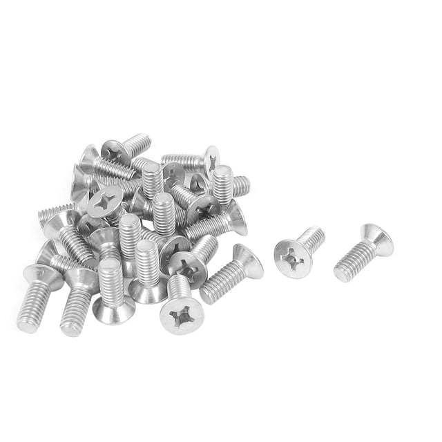 Tornillos de cabeza plana avellanada Phillips métricos M6 x 16mm 30 piezas