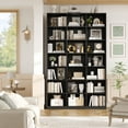 thumbnail image 3 of Hiphuta 86"H x 47"W Wood Triple 7-Tier Standard Bookcase, Tall Bookcase for Bedroom, Living Room and Office, Freestanding 21 Cubes Display Storage Shelves, Black, 3 of 7