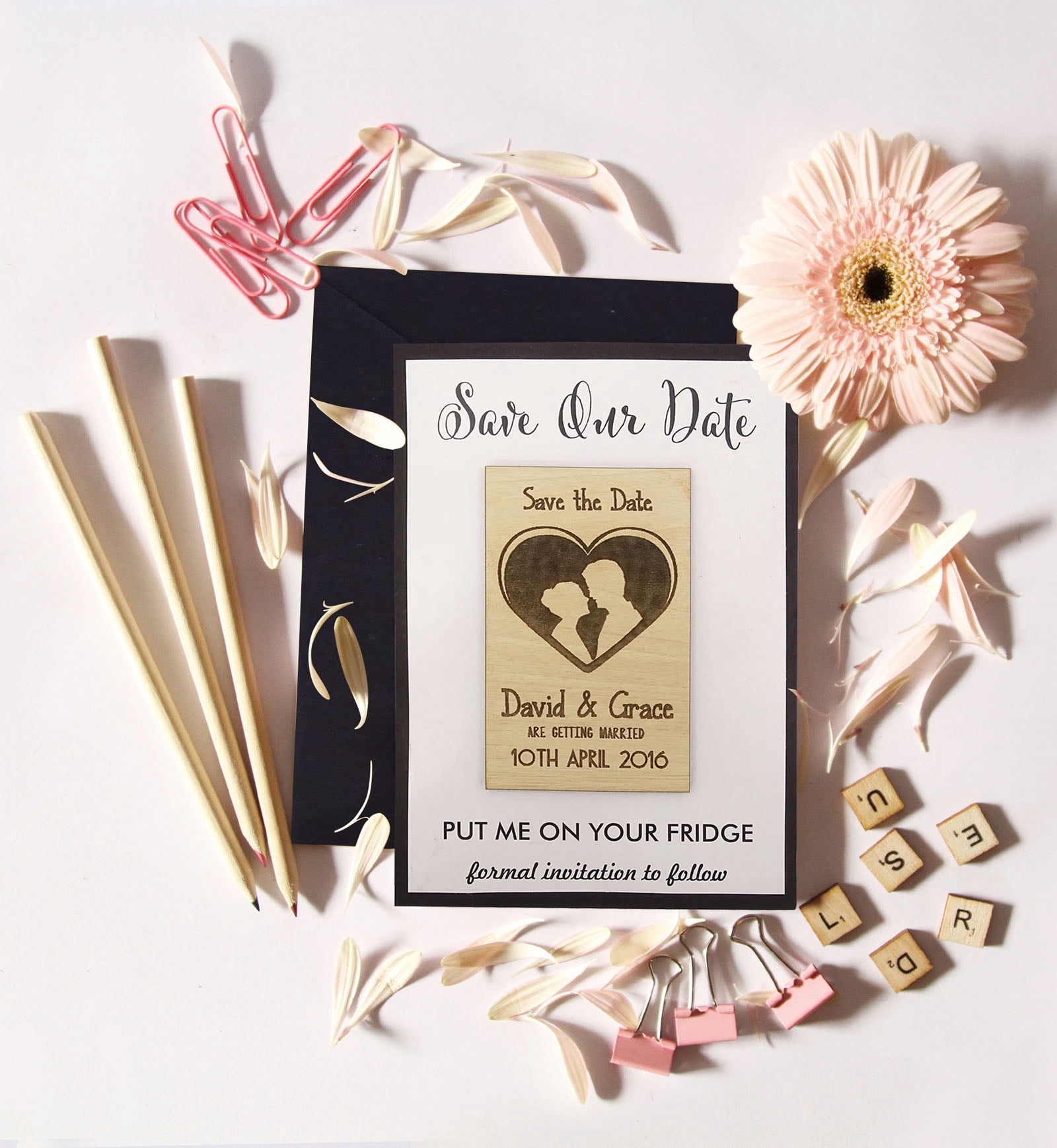 Custom Engraved Wooden Magnet Personalized Gift 35 Rustic Wedding Save ...