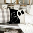 thumbnail image 3 of Boo Pillow Cases Halloween Decorations Pillow Covers Black White (Plain Linen Color) Ghost Pillow Halloween Quotes Home Bedroom Sofa Couch Decor Cushion Cover Cotton Linen 20x20 Inch A004, 3 of 6