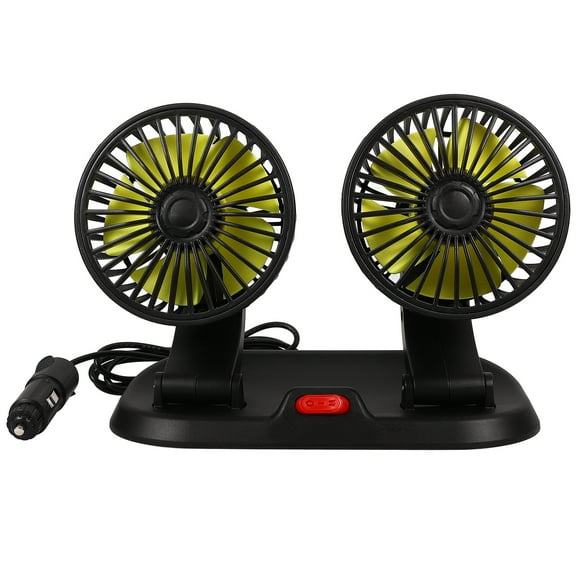 BRIGHTFUFU Ventilador de doble cabezal para coche, ventilador de refrigeración automático portátil, ventilador giratorio de circulación de aire para vehículo