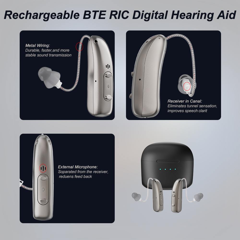 Hearing Aids, Hearing Aids for Seniors,16 Channel Rechargeable Hearing Amplifiers with Noise Cancelling, Volume Adjustment, Simple to Operate and Hear Clear Sound