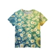 thumbnail image 3 of Abcomgle Girls Casual Tshirts Summer Short Sleeve Toddler T-Shirt Daisy Sunflower Print Tshirts Toddler Casual Crewneck Cotton Toddler Tops Girls, 3 of 5