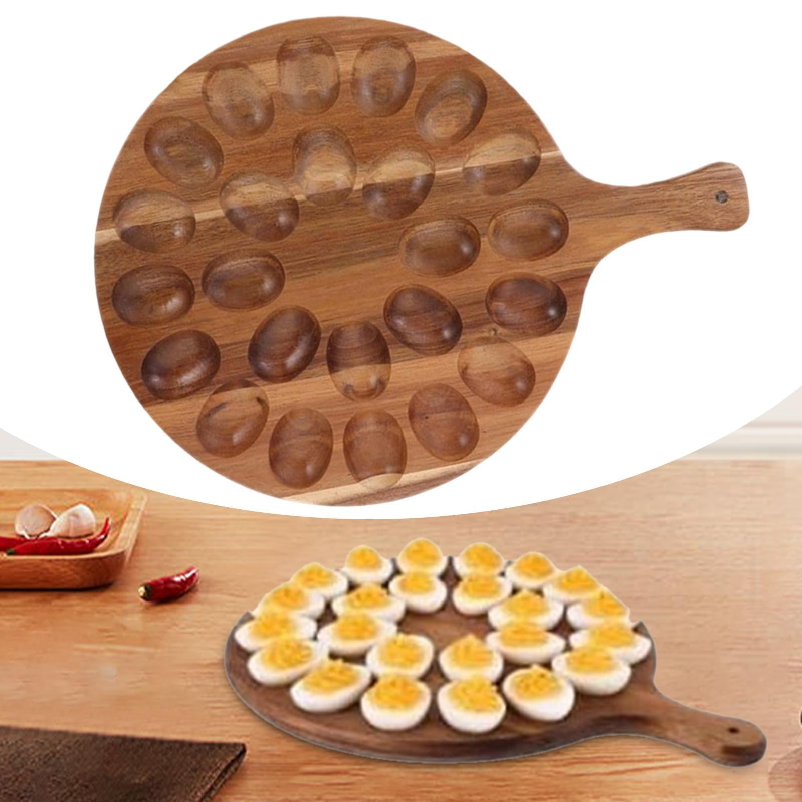 Fiocias Deviled Egg Platter Charcuterie Board Deviled Egg Tray Container with Handle for