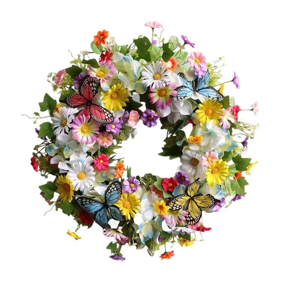Corona de primavera para la puerta principal Corona de flores Colección de decoración del hogar Centro de mesa Adorno colgante realista