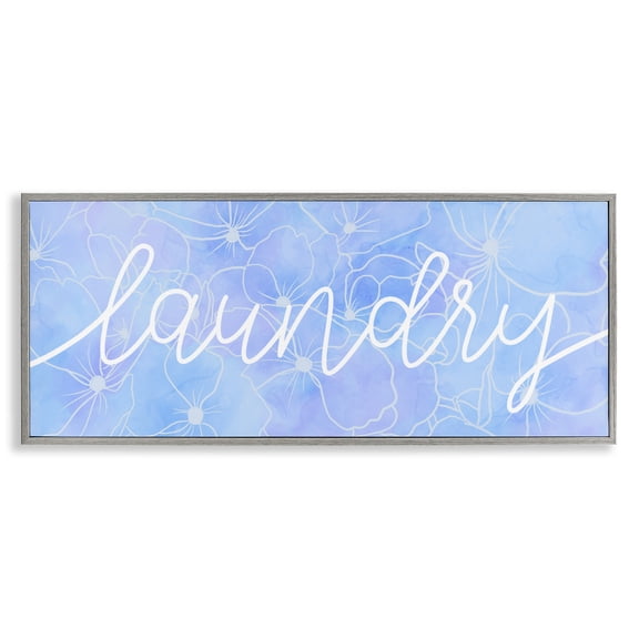 Stupell Industries French Country Blue Laundry Floral Pattern Gray Framed Giclee Art, 30 x 13, by Lil' Rue