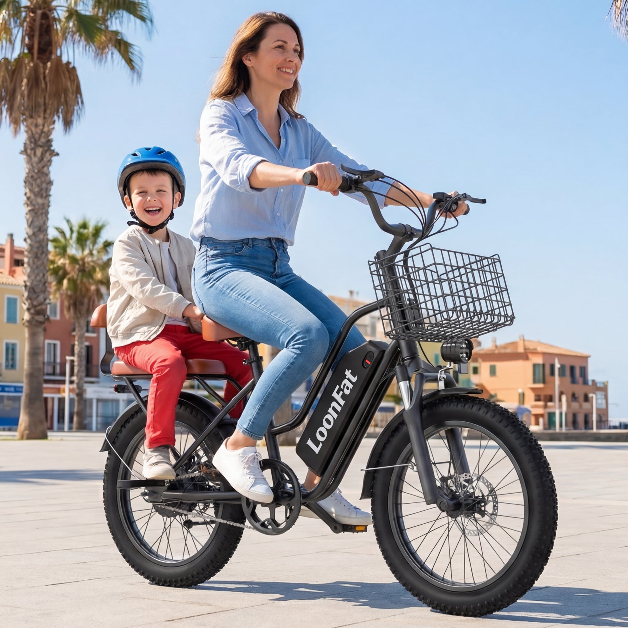LoonFat T20 Adult Electric Bike, 1000W peak motor, 48V 15.6Ah removable battery, 20‘ x 3.0’ fat tyres, 25 mph, up to 30-mile range, black