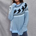 thumbnail image 4 of Halloween Knitted Sweater for Women Cute Ghost Pattern Print Knitted Pullover Sweaters Long Sleeve Crew Neck Jumper Tops (Blue M), 4 of 7