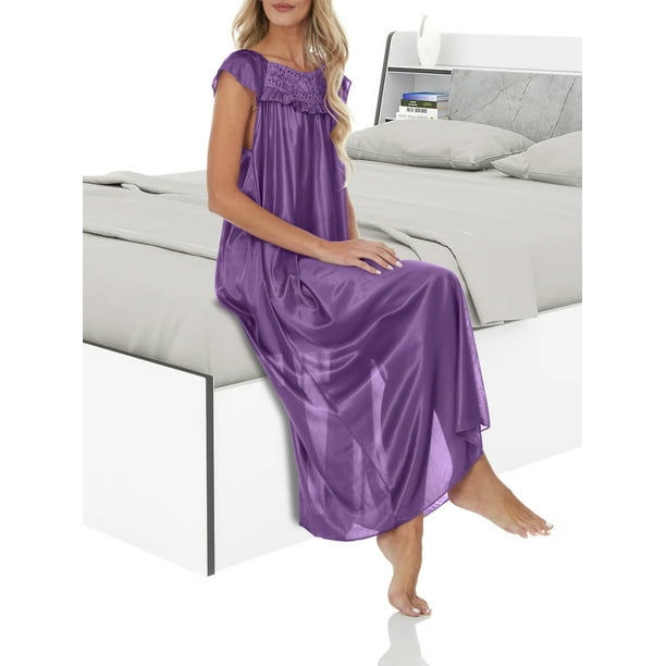 Ezi Nightgowns Soft Breathable Satin Night Gowns