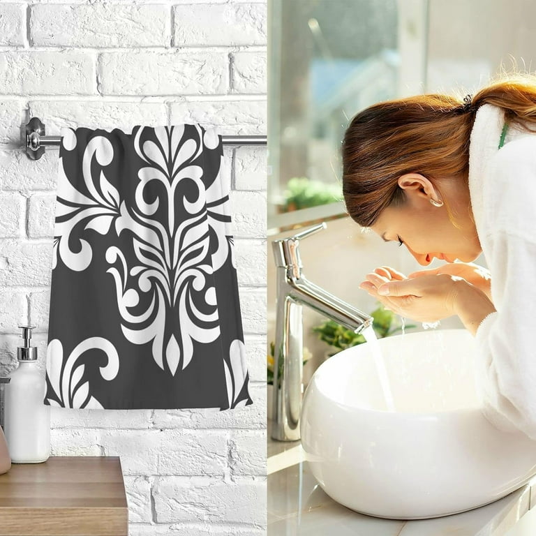 Black damask towels cheap