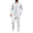 thumbnail image 2 of Elvqul Men's Long Sleeve Shirt and Pants Set with Button Detail & Drawstring Closure, Linen-Blend, 2 of 5