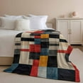 thumbnail image 3 of Flannel Fleece Throw Blanket Black Red Color Block Lightweight Soft Plush Blankets,Abstract Geometric Cozy Warm Throw Blanket for Couch Sofa Bed Car Office All Season Use 40x60in, 3 of 9