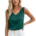thumbnail image 2 of Miqool Women's Satin V-Neck Tank Top Sleeveless Dressy Blouse Loose Fit Summer Casual Work Top Flowy Camisole, 2 of 9