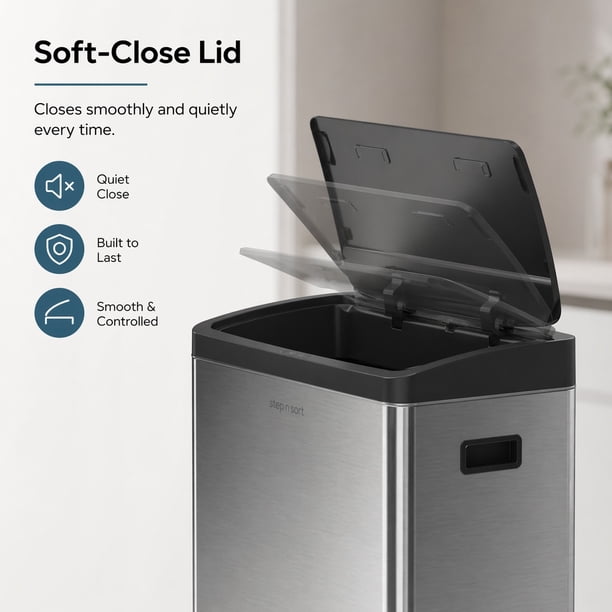 Step N' Sort 60L Motion Sensor Dual Trash & Recycling Bin – 2 x