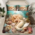 thumbnail image 2 of Erosebridal Mermaid Princess Bed Sheets Set Twin Size, Ocean Coral Bedding Twin Size, Dreamy Jellyfish Sheet Set Twin, Microfiber Bedroom Decorative, 3pcs, 2 of 7