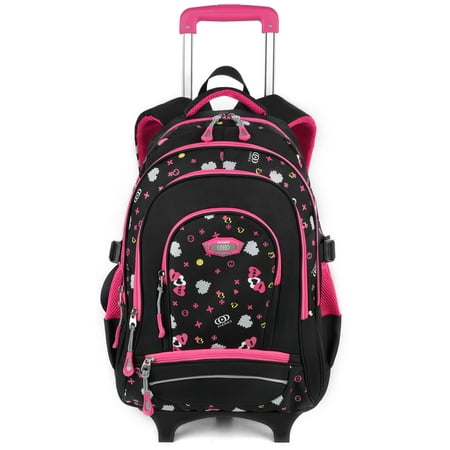 Kids Rolling Backpack Printed Wheeled Backpack Carry on Luggage Backpack for School Students Girls (Best Luggage For College Students)