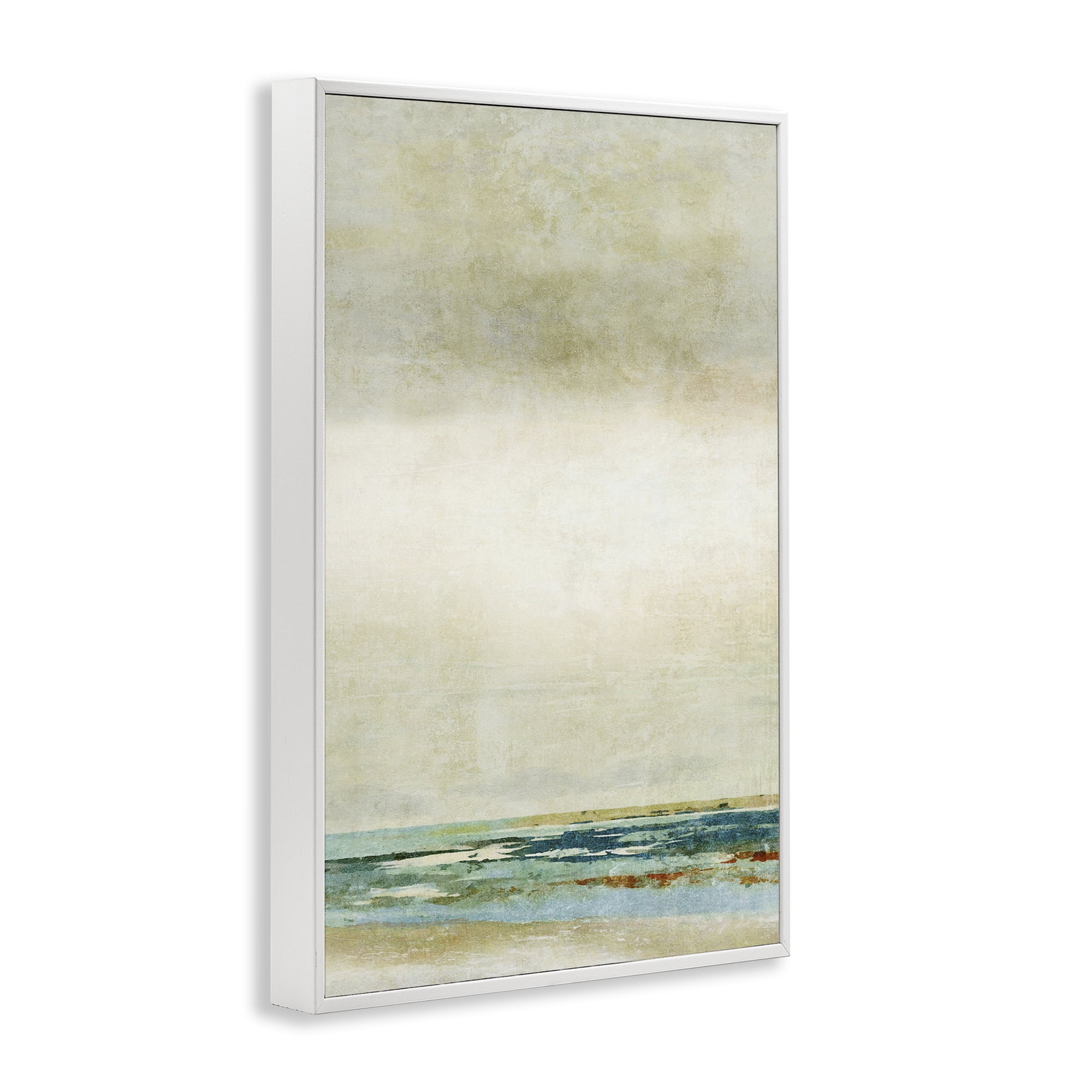 Stupell Industries Neutral Beige Beach Abstraction Abstract Painting White Framed Art Print Wall Art, 16 x 24