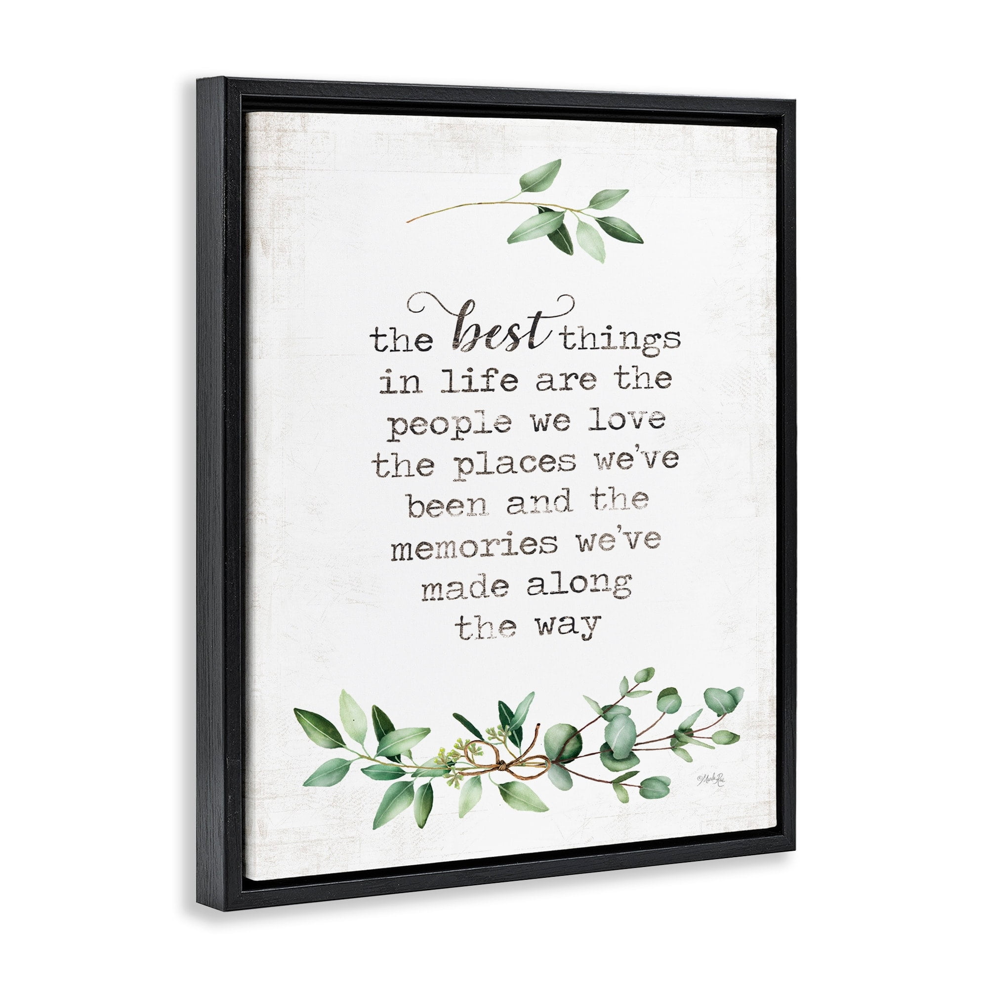 Stupell Industries The Best Things In Life Are People Plants Typography Jet Black Framed Floating Canvas Wall Art, 24x30, by Marla Rae