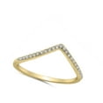 thumbnail image 4 of CHOOSE YOUR COLOR Clear CZ Yellow Gold-Tone Chevron Stackable Ring Sterling Silver Band White Female Size 8, 4 of 4