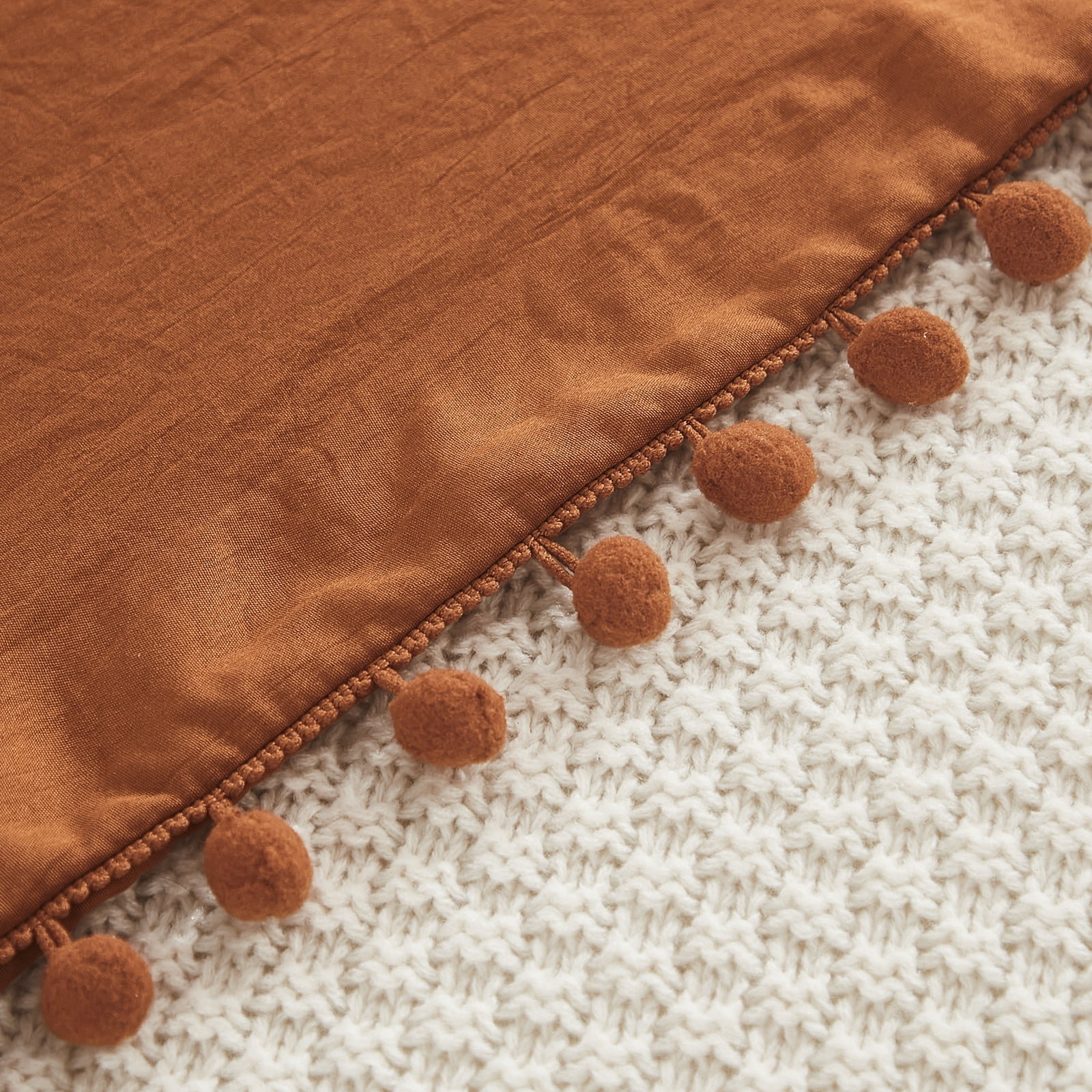 Move Over Burnt Orange Pillow Cover 20x54" Boho Chic Pom Poms Fringe Pattern Body Pillowcase 100% Washed Microfiber