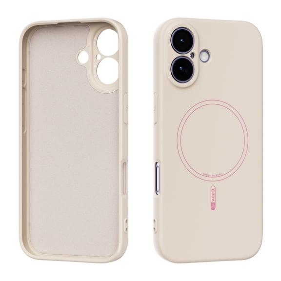 Magnetic for iPhone 17 Case, [Full Camera Protection] [Anti-Scratch Microfiber Lining] Drop Resistant Bumper Soft Silicone Phone Cover for iPhone 17 Compatible with Mag-Safe, Beige