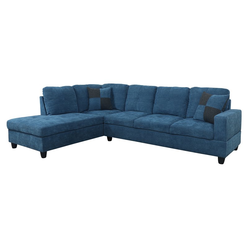 Star Home Living Corp Tracy Velvet Left Facing Sectional in Lake Blue