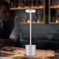 thumbnail image 3 of Lámpara de mesa inalámbrica, LED de metal, recargable por USB, 6000 mAh, 2 niveles de brillo, luz nocturna, lámpara de escritorio, lámpara de lectura para restaurante, dormitorio (dorado), 3 of 3