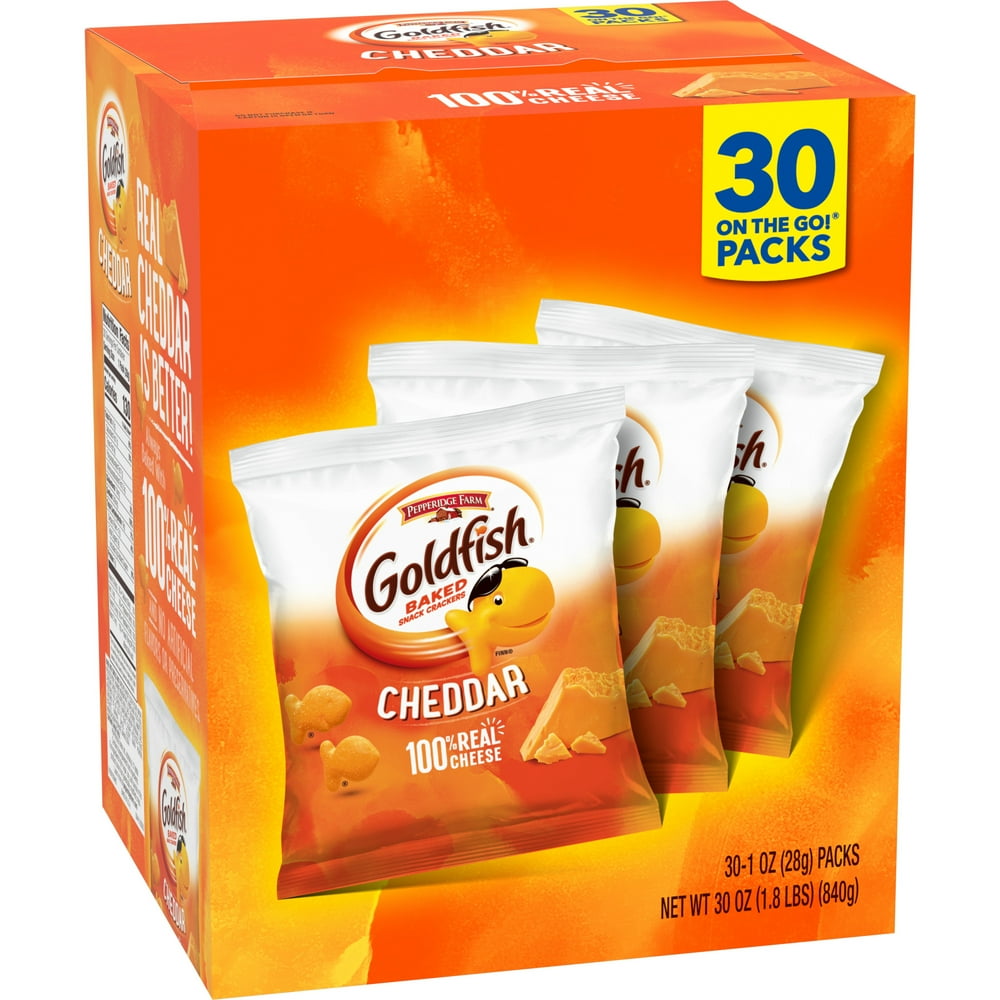 Goldfish Cheddar Crackers, Multi-pack Box, 30ct, 1oz Snack Packs ...