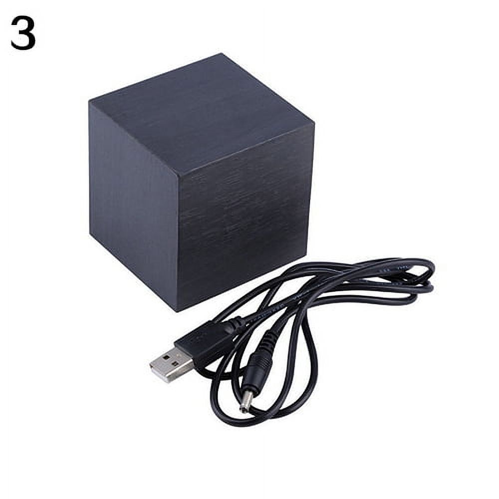 NUZYZ Modern Wooden Cube Digital LED Thermometer Timer Calendar Desk Alarm Clock