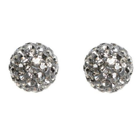 Gray Gemstone Earrings - Dlux Jewels Sterling Silver Grey Crystal 6 mm Post Earrings