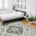 thumbnail image 6 of Area Rugs Indoor Non-Slip Rectangle Rug 5x7 Ft Vintage Bohemian Distressed Floral Print Farmhouse Navy Beige Rug Rubber Backing Floor Mats Non Shedding Home Decor Carpet for Entryway Living Room, 6 of 8