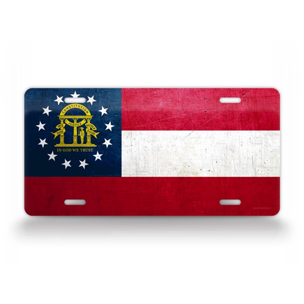 State Flag Americana Flag License Plate Antique GA State Flag