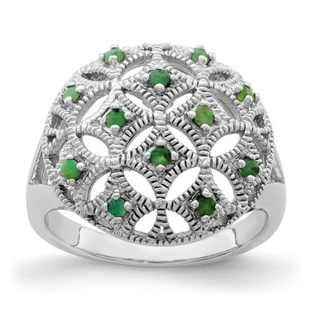 Circle Green Ring - 925 Sterling Silver Green Emerald Circle Band Ring Size 8.00 Gifts For Women For Her