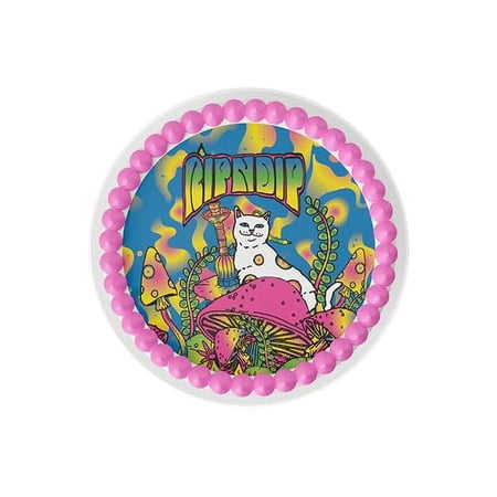 Whimsical Practicality's Rip N Dip Lord Nermal with Shrooms Edible Icing Image Cake Topper (2" Round (12 per sheet))