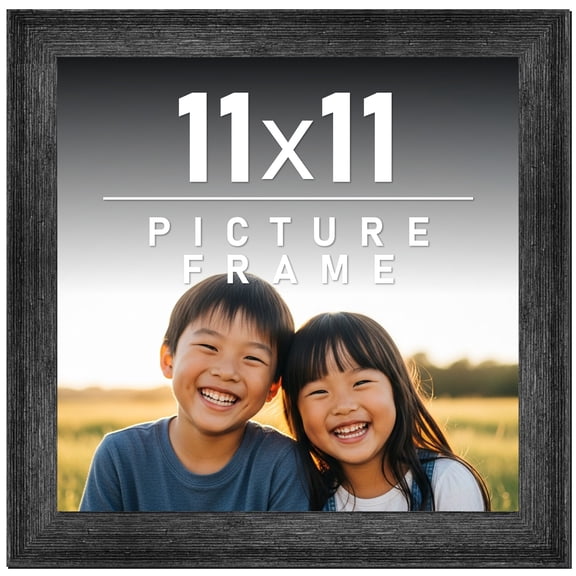 11x11 Frame Black Rustic Barnwood Solid Wood Picture Frame | 1.5 Inch Moulding Width | Includes UV