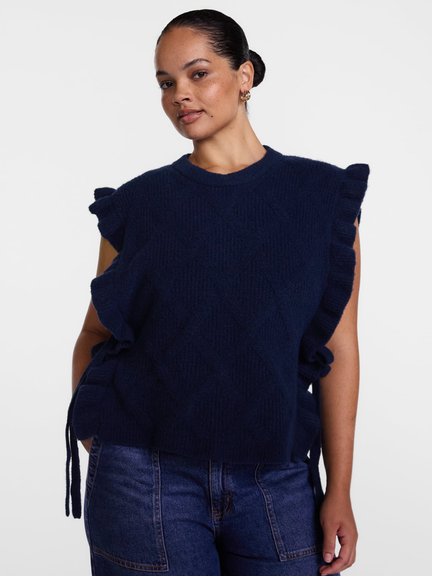 Scenario Women's Ruffle Sweater Vest, Sizes S-XXXL