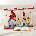 thumbnail image 3 of Ladybug Gnome Pillow Covers 2 Pack Country Summer Rustic White Yellow Daisy Floral Linen Texture Pillowcase Waterproof Outdoor Throw Pillow Cover for Patio Garden Square Cushion 18”x18”, 3 of 9