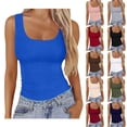 thumbnail image 2 of Gsakboxl Womens Summer Tops Women Square Neck Ribbed Knit Cropped Sleeveless Tank Top Trendy Slim Fit Summer Casual Basic Tee Camisole Beige L, 2 of 6