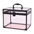 thumbnail image 4 of Organizador de maquillaje acrílico, elegante caja de corona transparente para guardar herramientas de maquillaje, estuche de tren para artistas, para Negro Claro Rosa, 4 of 7