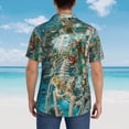 thumbnail image 4 of Pofeuu Vintage Print Island Skull Print Hawaiian Shirt for Men Sleeves Casual Button Down Summer Beach Dress Shirts T-Shirts,Small, 4 of 7