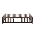 thumbnail image 3 of Bellemave Full Size Montessori with Central Entrance and Full Surrounding Guardrails, Wood Floor Bed Frame for Toddler, Low Profile Platform for Kids Bedroom(Espresso), 3 of 8