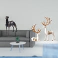 thumbnail image 2 of Estatua de perro de resina, figura de animal, estante, escultura de ciervo, estatua, adorno de pareja de renos, artesanía realista, adecuada para sala, 2 of 8
